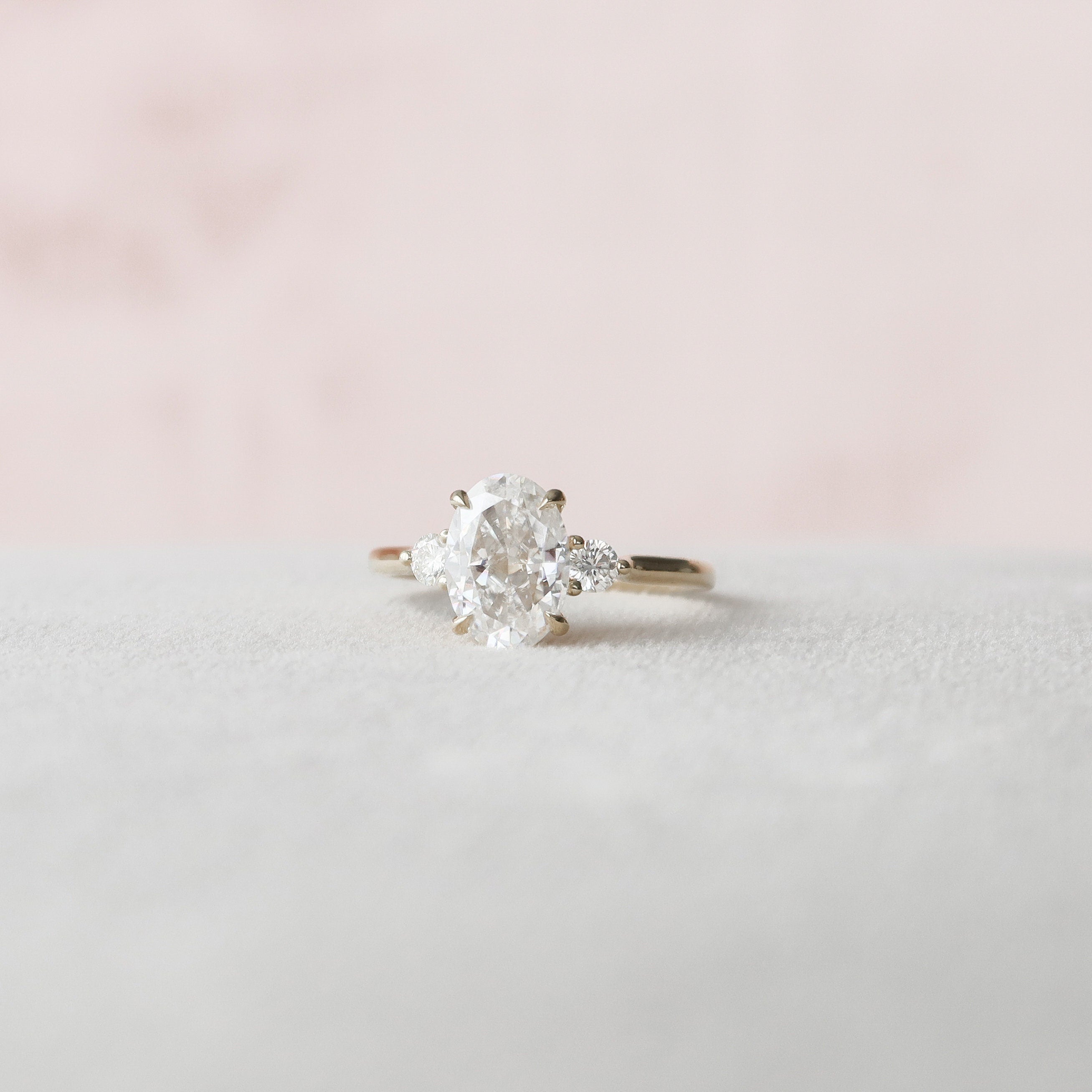 2.0 CT Oval Cut Three Stone Moissanite Engagement Ring