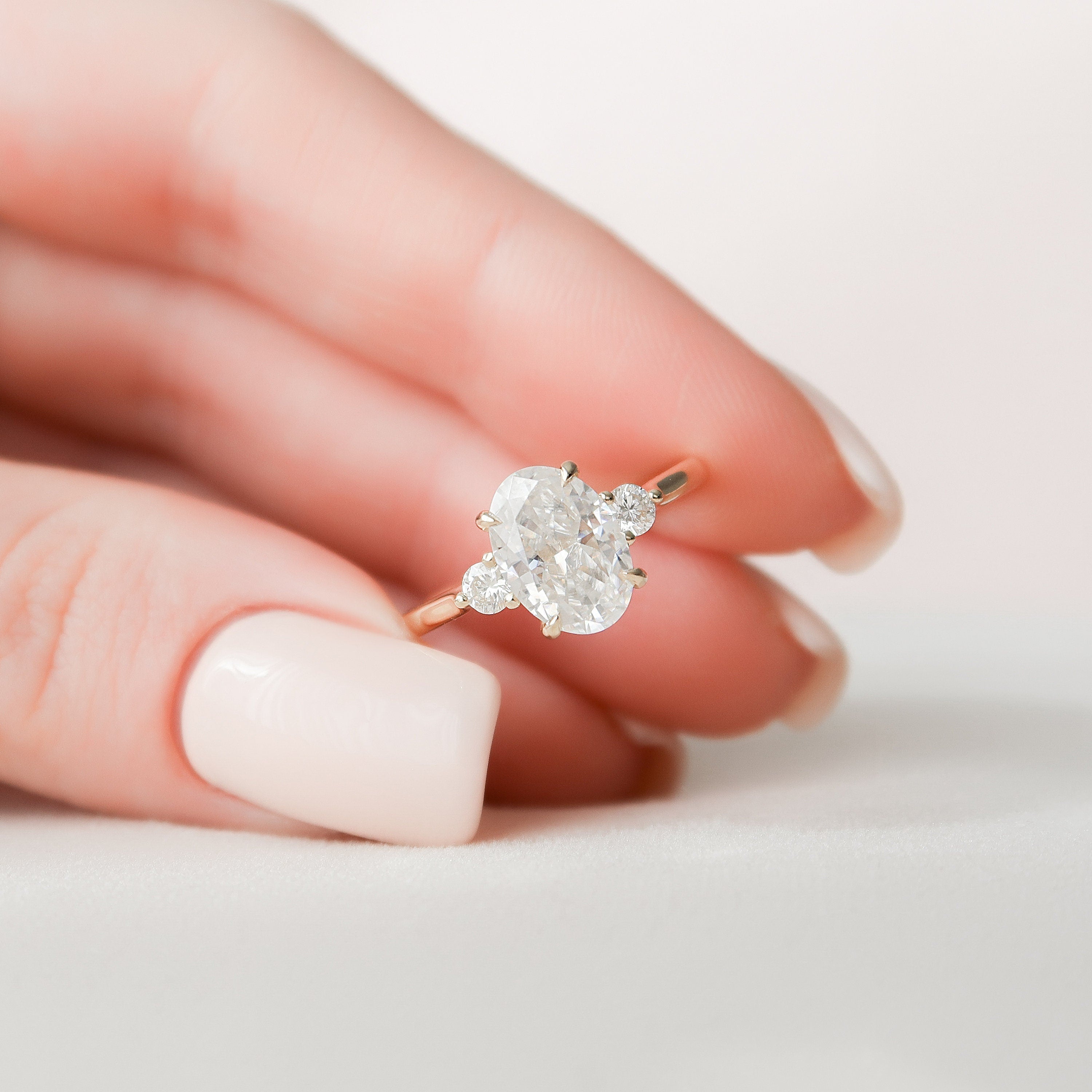 2.0 CT Oval Cut Three Stone Moissanite Engagement Ring