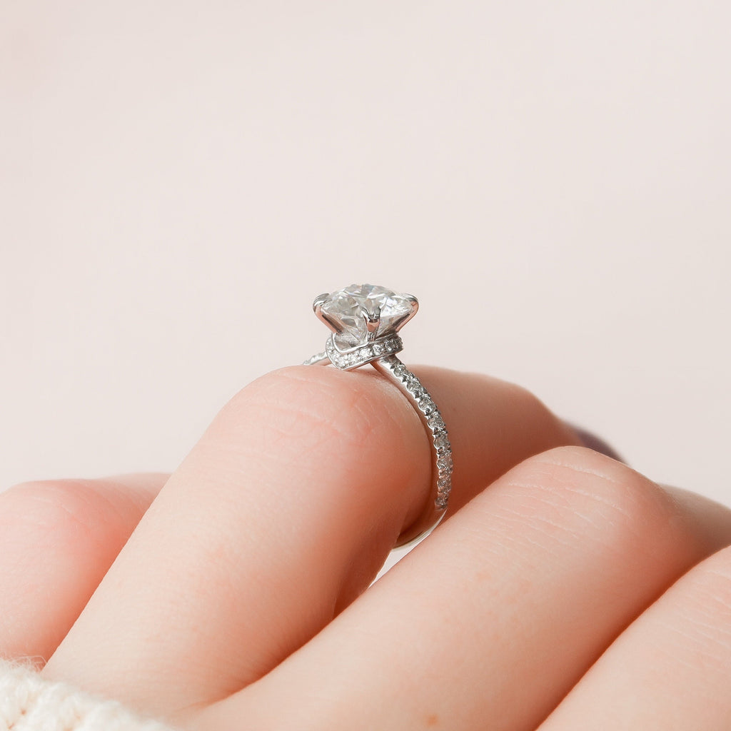 2.0 CT Round Moissanite Pave Engagement Ring