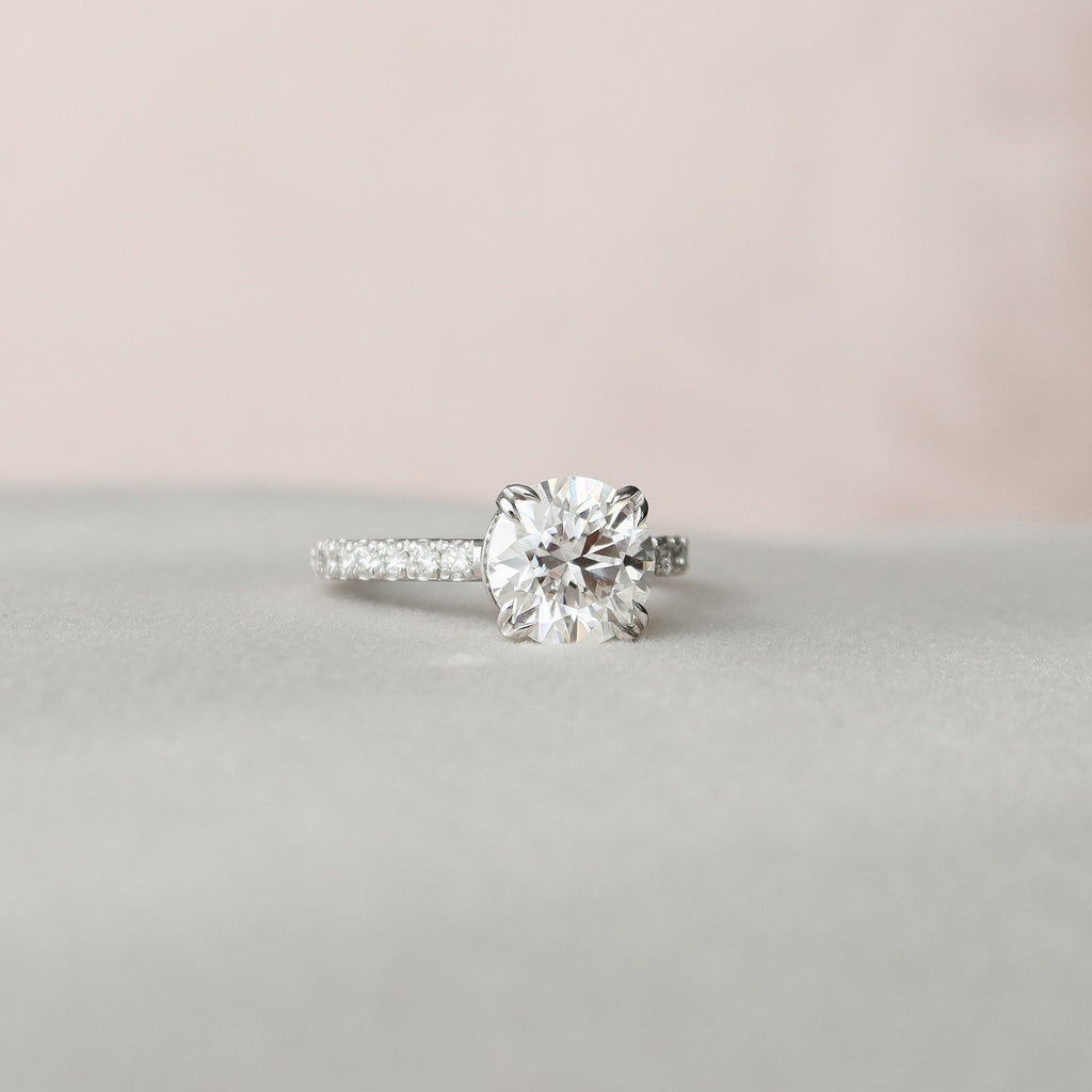 2.0 CT Round Moissanite Pave Engagement Ring