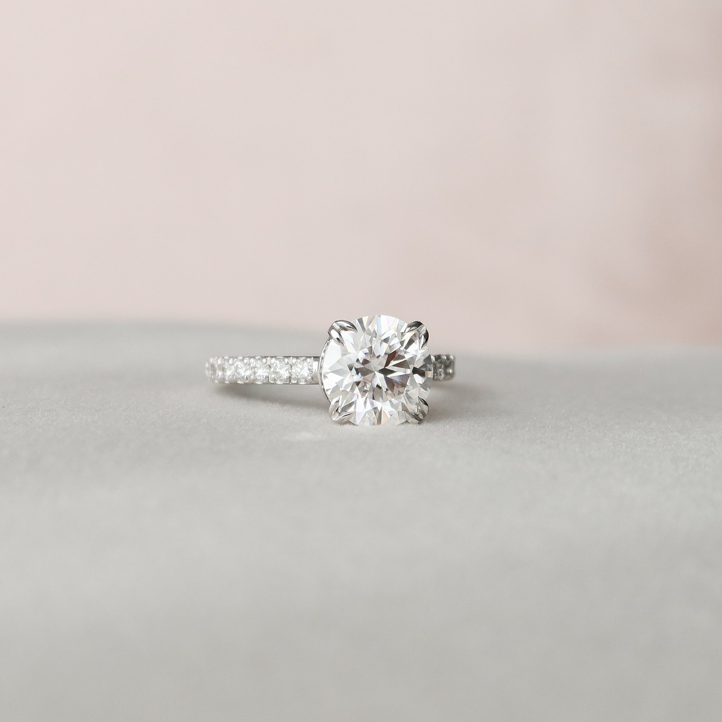 2.0 CT Round Moissanite Pave Engagement Ring