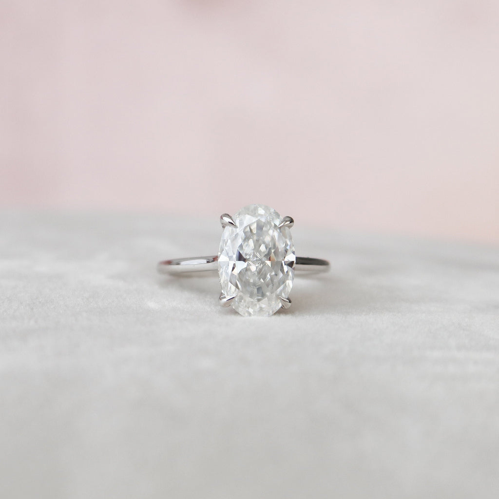 3.50 CT Oval Cut Hidden Halo Moissanite Engagement Ring