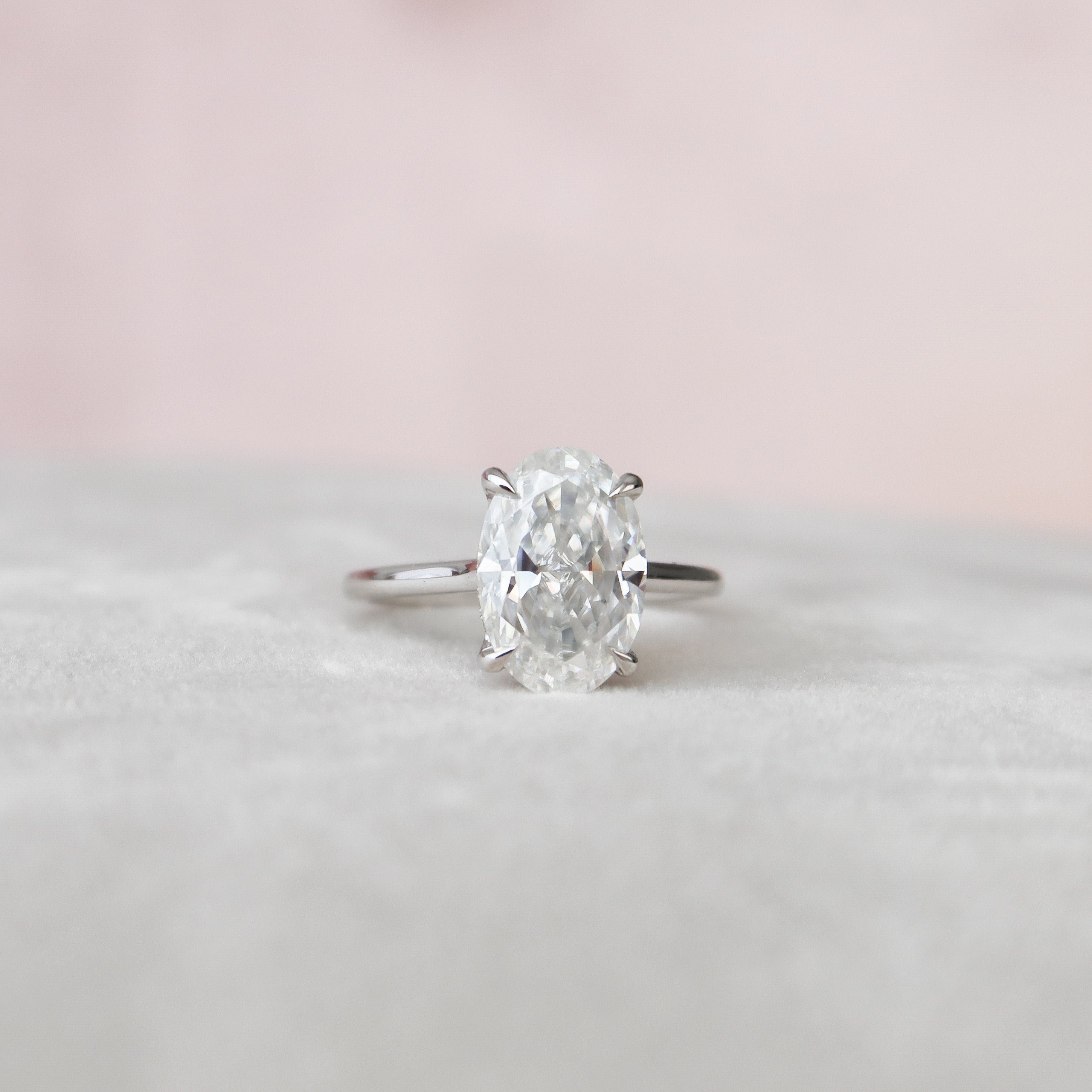 3.50 CT Oval Cut Hidden Halo Moissanite Engagement Ring
