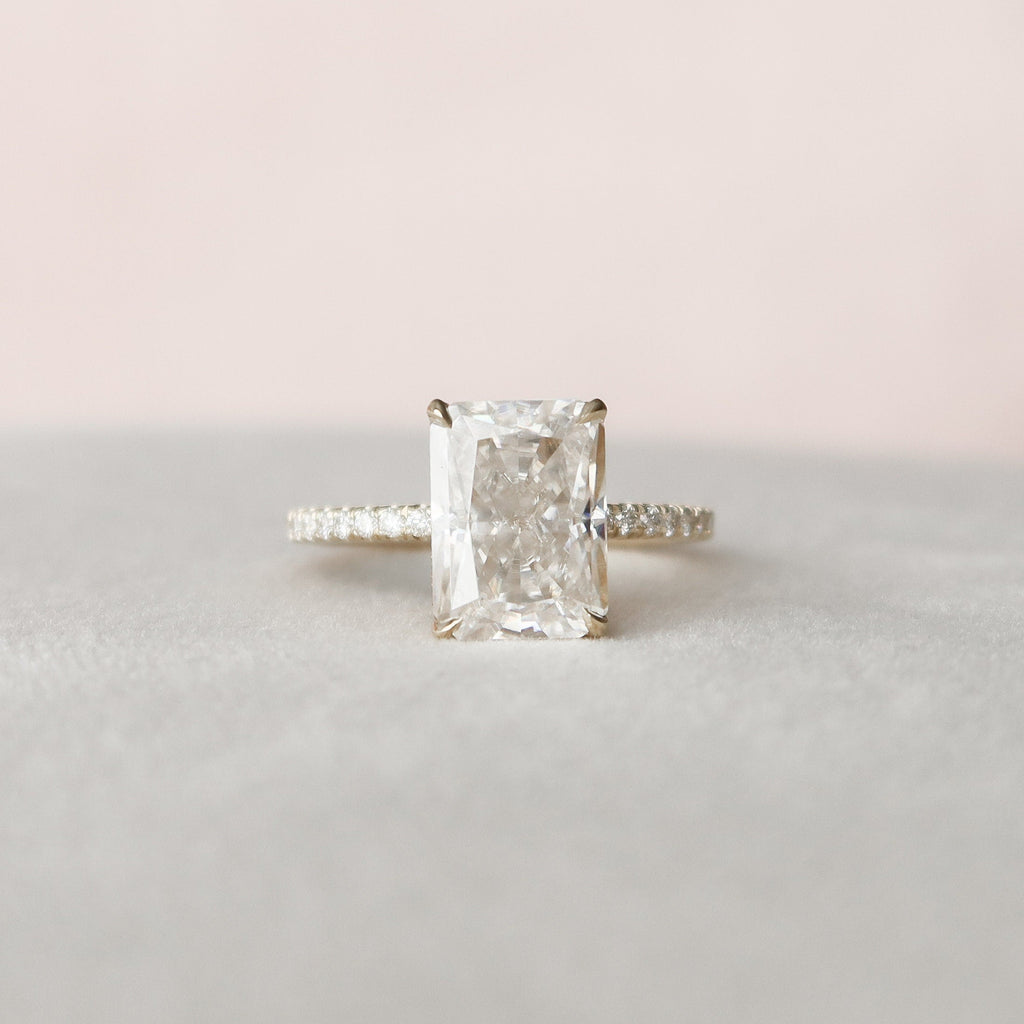 3.50 CT Radiant Moissanite Pave Setting Engagement Ring