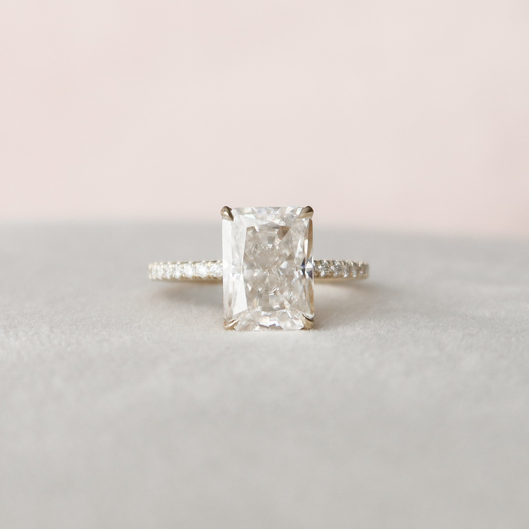 3.50 CT Radiant Moissanite Pave Setting Engagement Ring