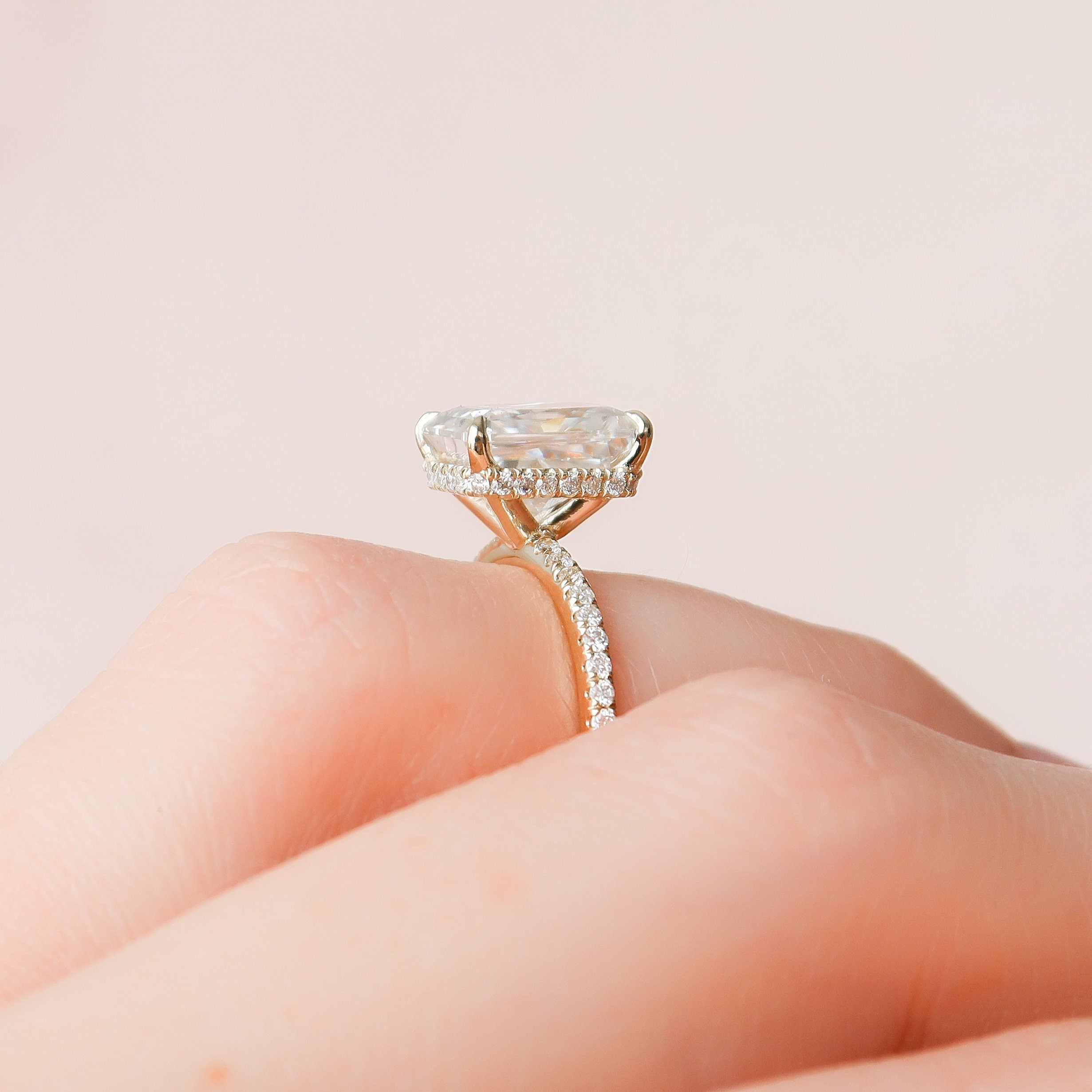 3.50 CT Radiant Moissanite Pave Setting Engagement Ring