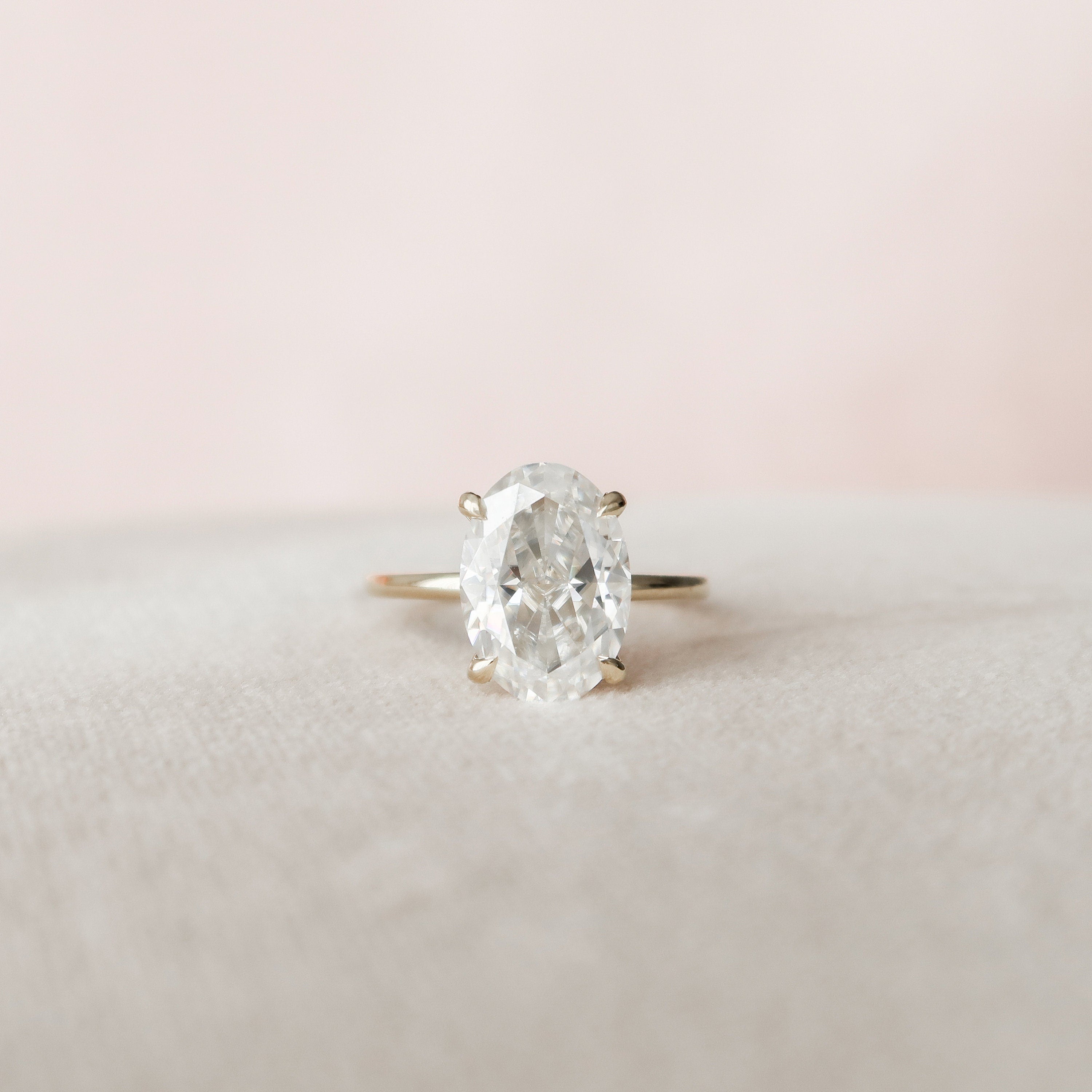 4.0 CT Oval Moissanite Hidden Halo Setting Engagement Ring