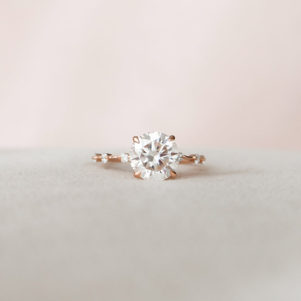 2.50 CT Round Moissanite Dainty Style Engagement Ring