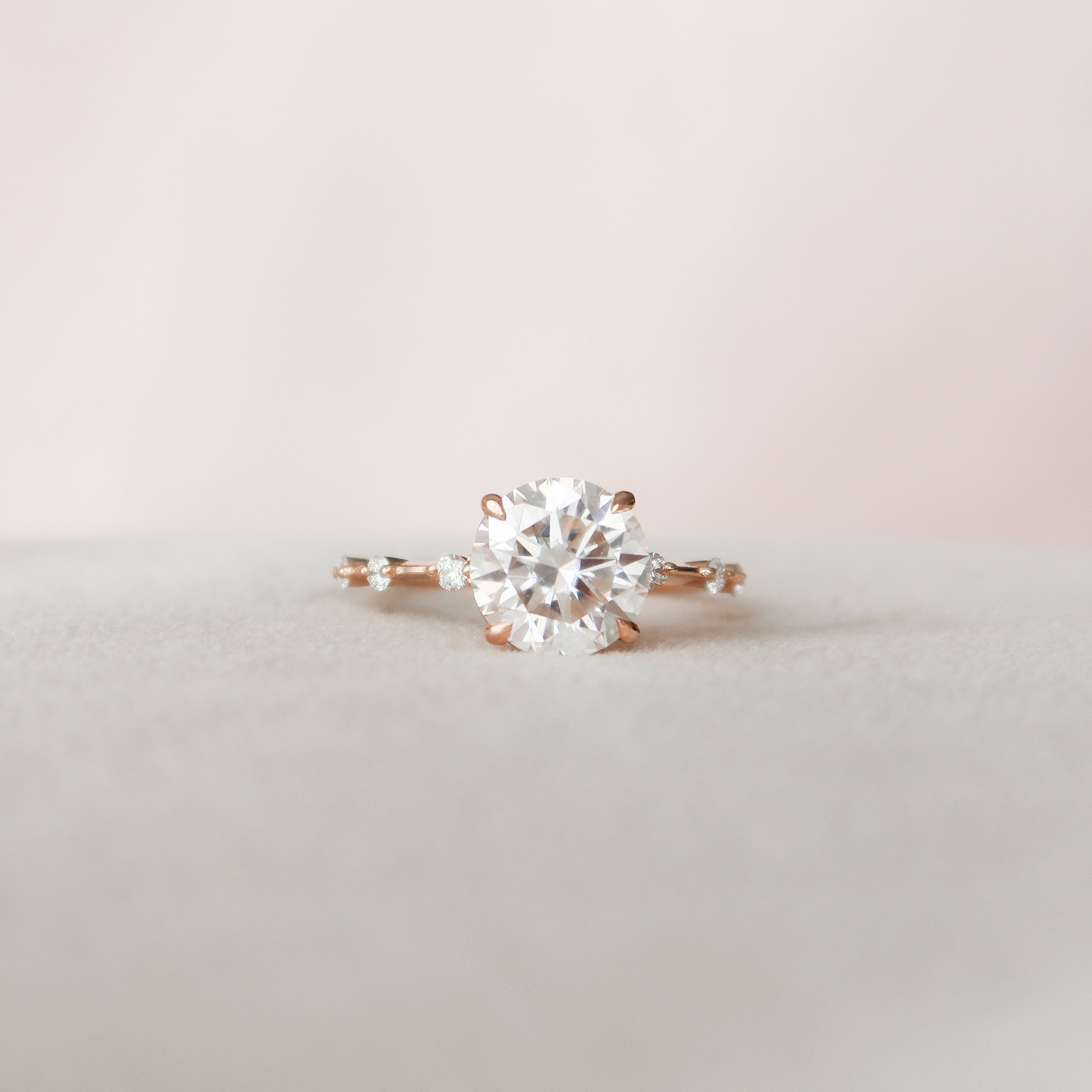 2.50 CT Round Moissanite Dainty Style Engagement Ring