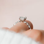 2.0 CT Emerald Moissanite Pave Setting Engagement Ring