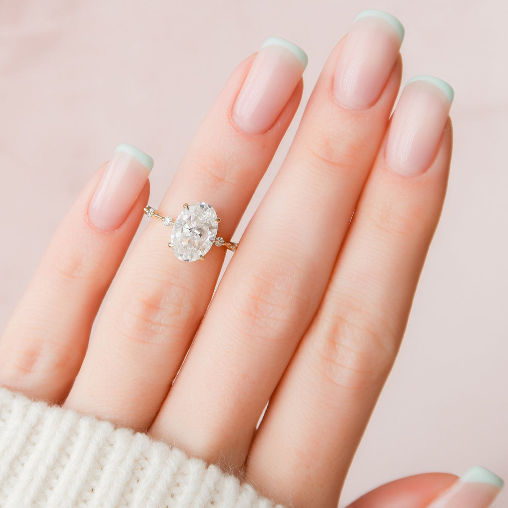 3.0 CT Oval Moissanite Dainty Style Engagement Ring