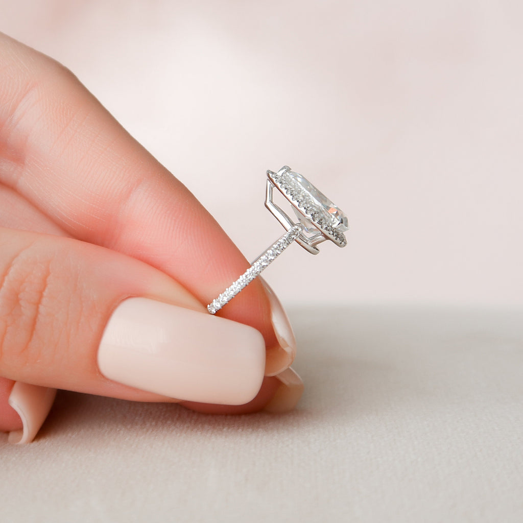 2.50 CT Pear Moissanite Halo Setting Engagement Ring