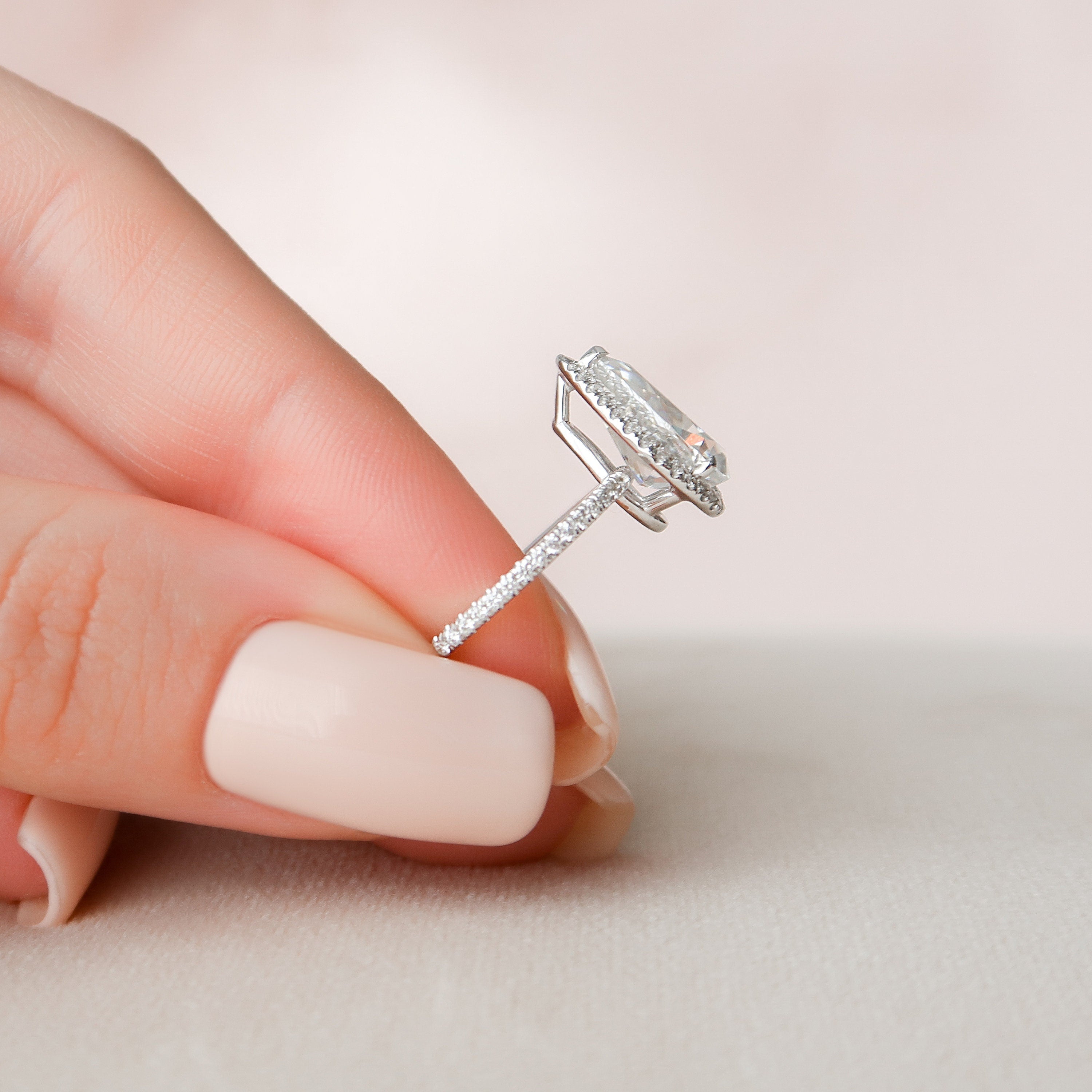 2.50 CT Pear Moissanite Halo Setting Engagement Ring