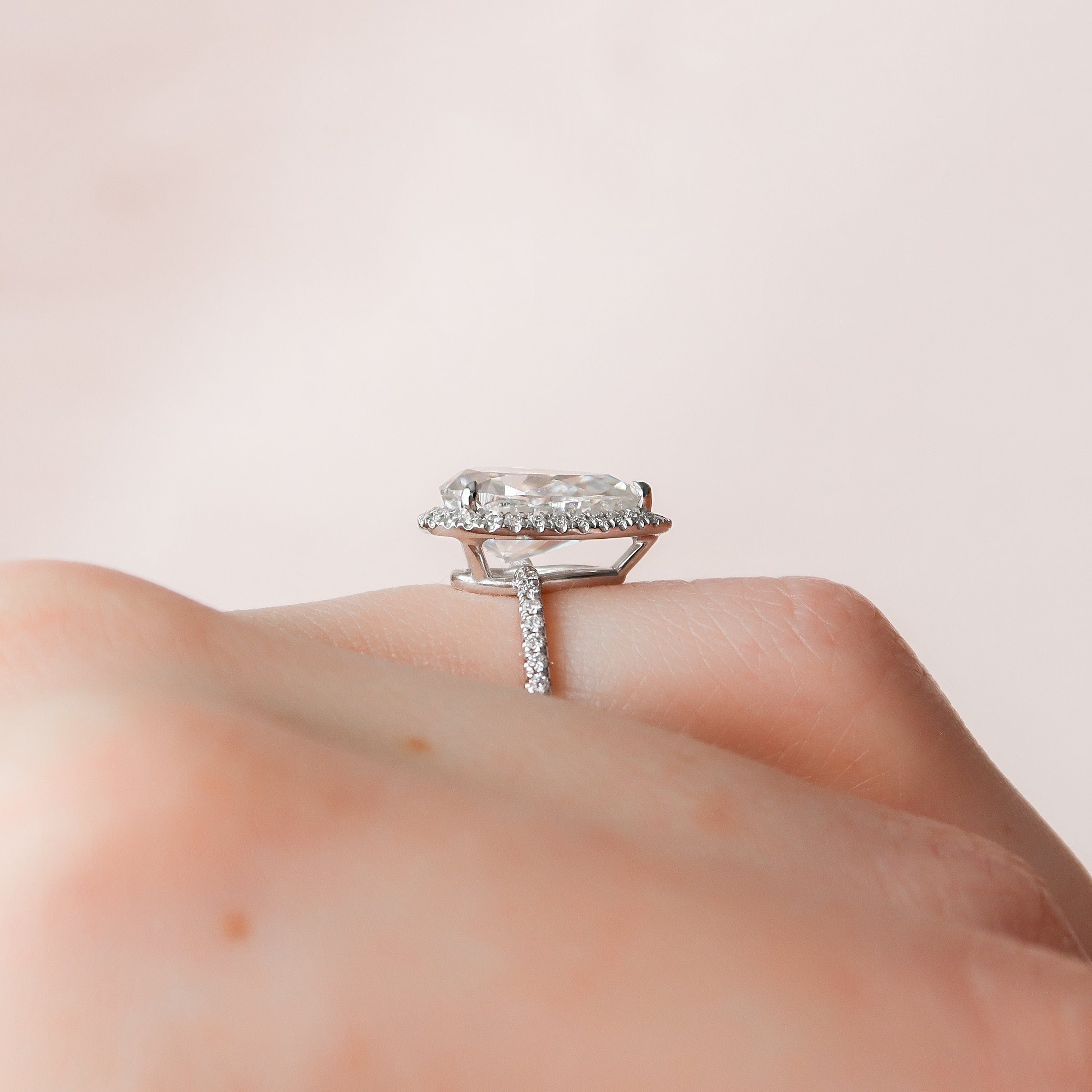 2.50 CT Pear Moissanite Halo Setting Engagement Ring
