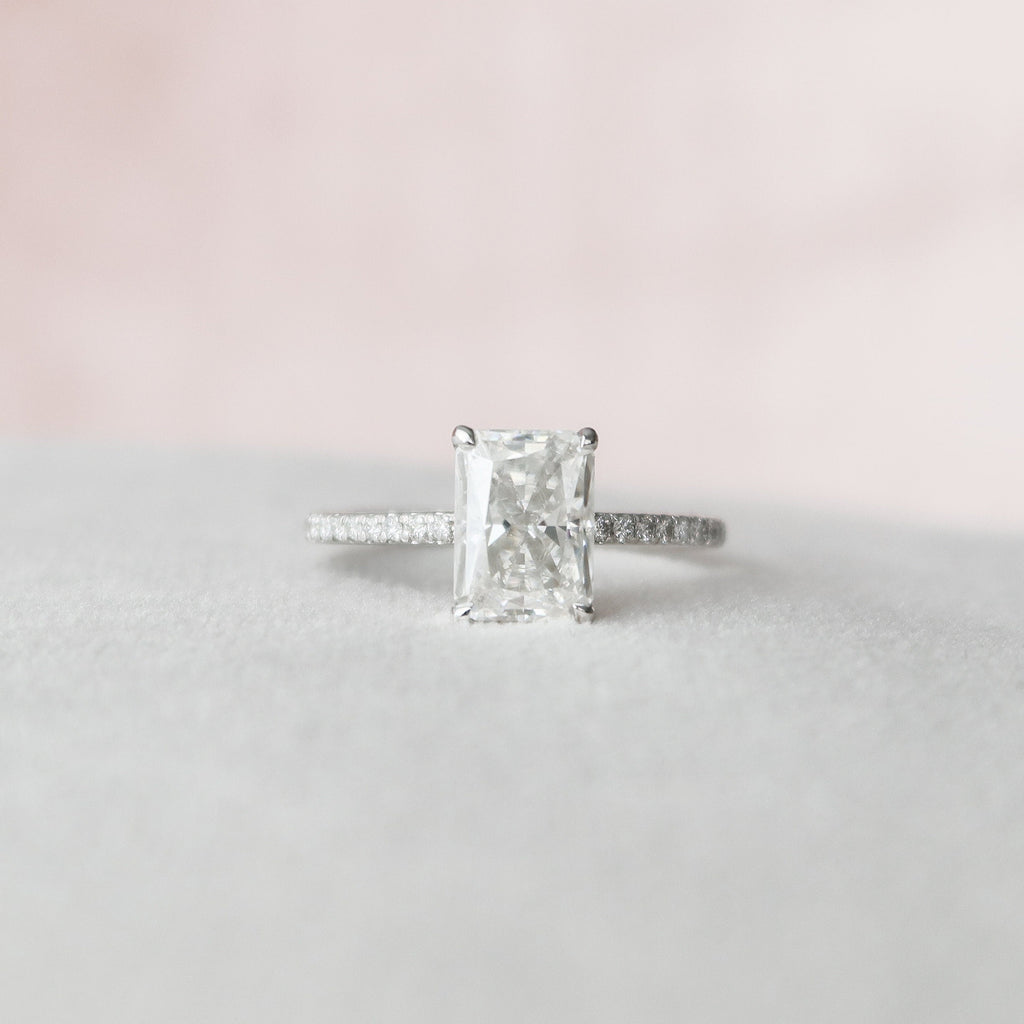 2.0 CT Radiant Moissanite Pave Engagement Ring