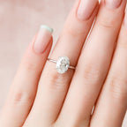 2.0 CT Oval Cut Moissanite Hidden Halo Engagement Ring