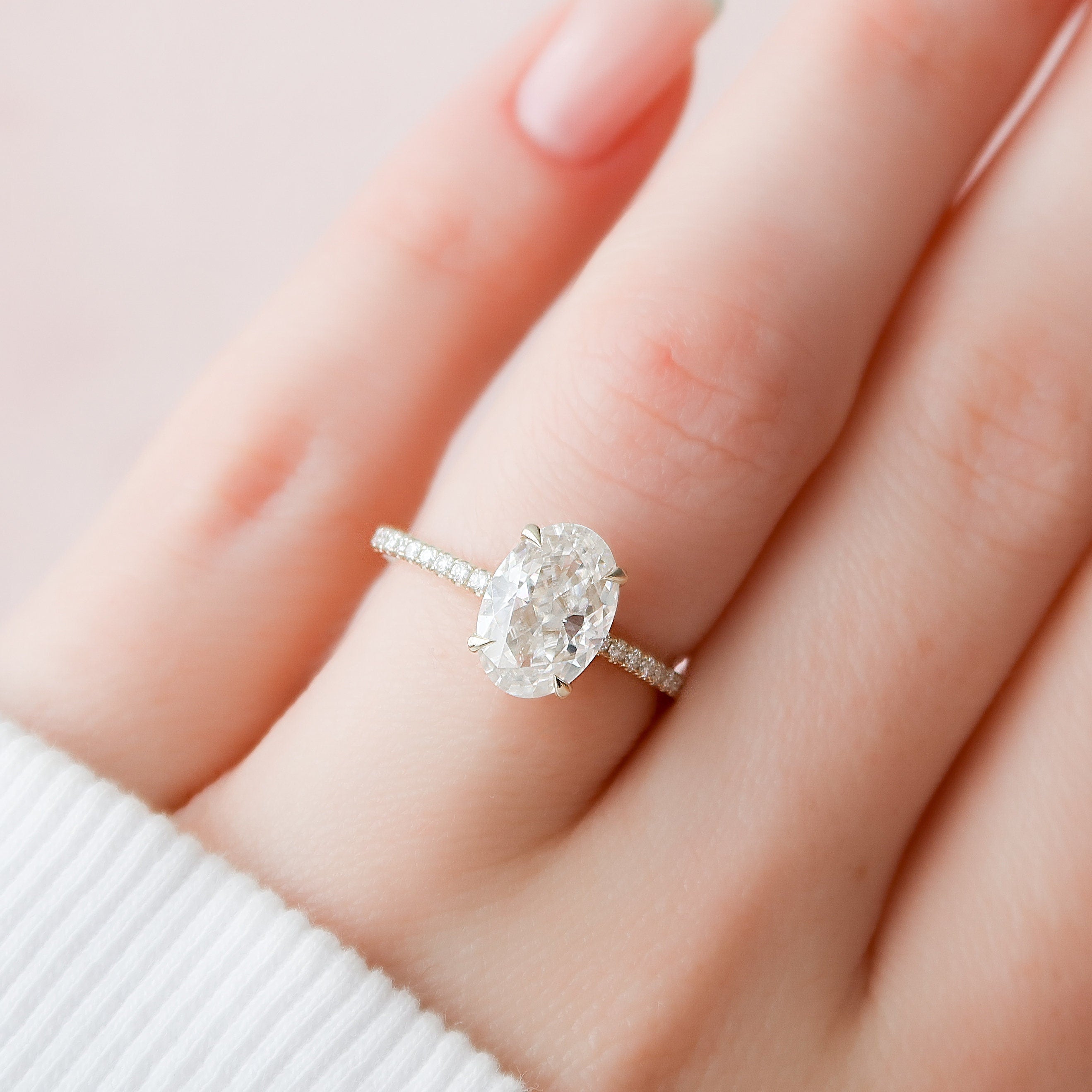 2.50 CT Oval Moissanite Pave Setting Engagement Ring