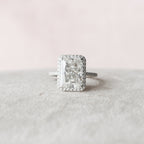 5.0 CT Radiant Cut Halo Moissanite Engagement Ring