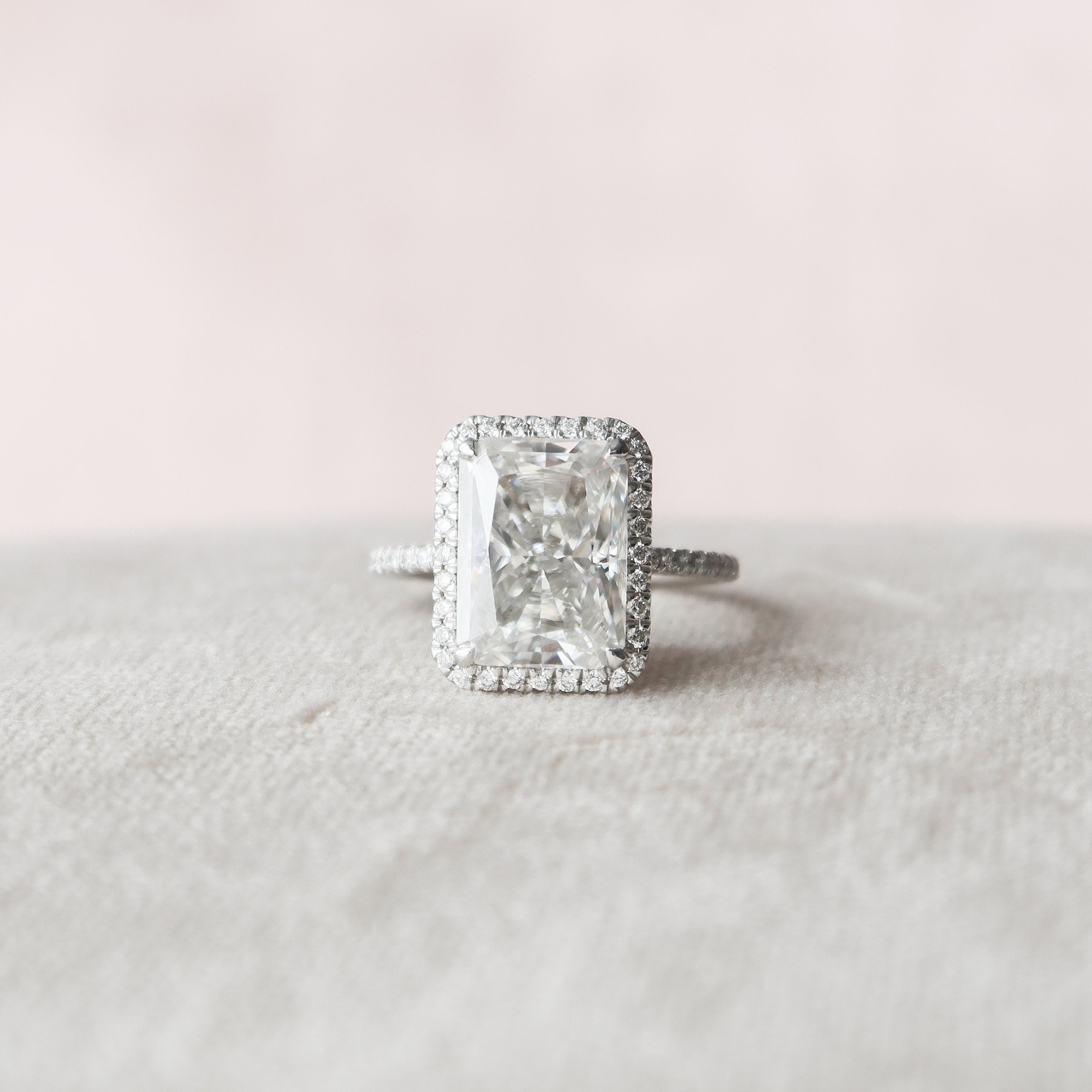 5.0 CT Radiant Cut Halo Moissanite Engagement Ring