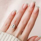 3.0 CT Emerald Moissanite Hidden Halo Setting Engagement Ring