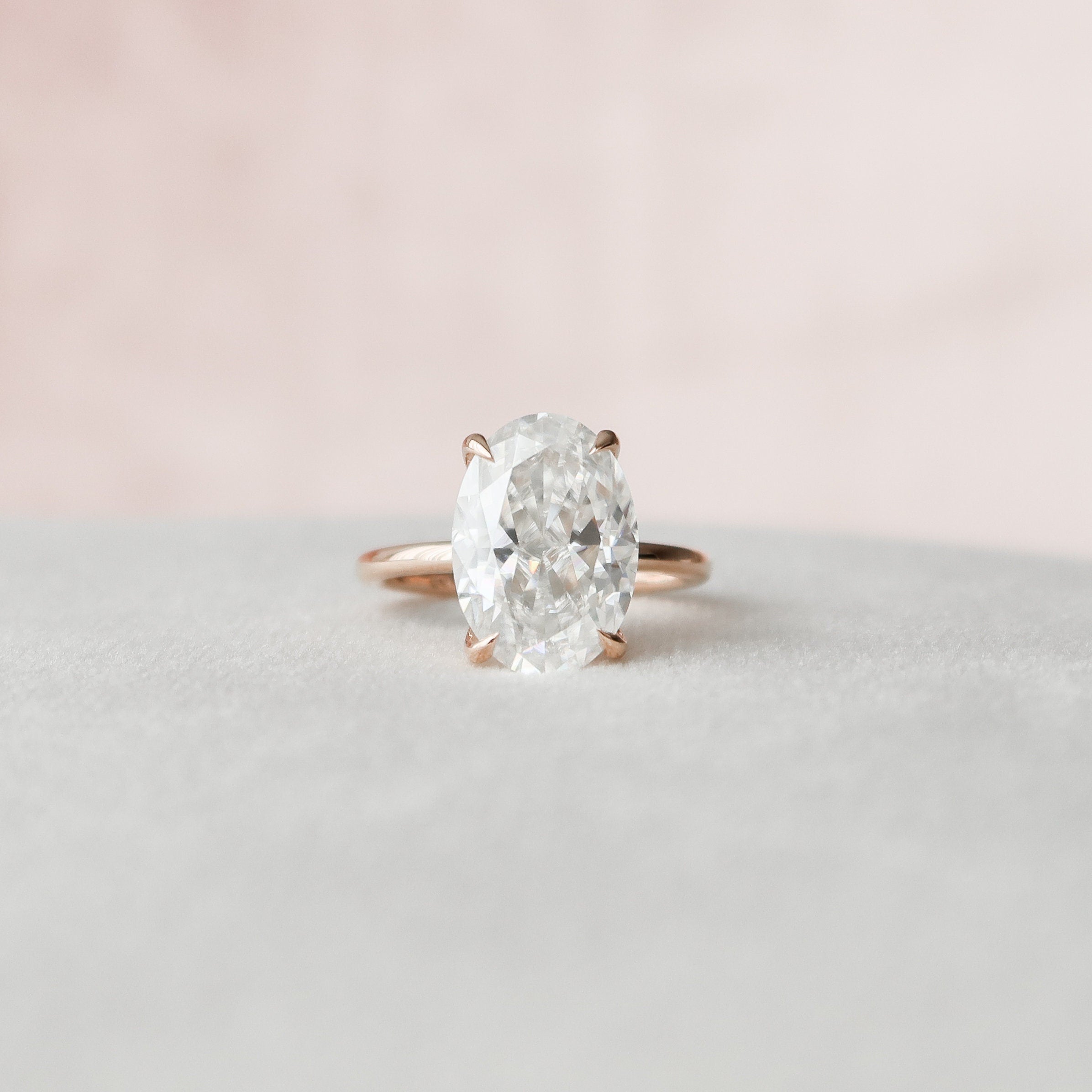 4.0 CT Oval Moissanite Hidden Halo Setting Engagement Ring