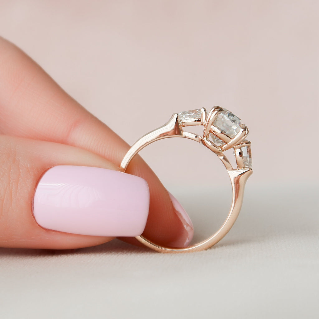 3.5 CT Oval Cut Moissanite Three Stones Engagement Ring