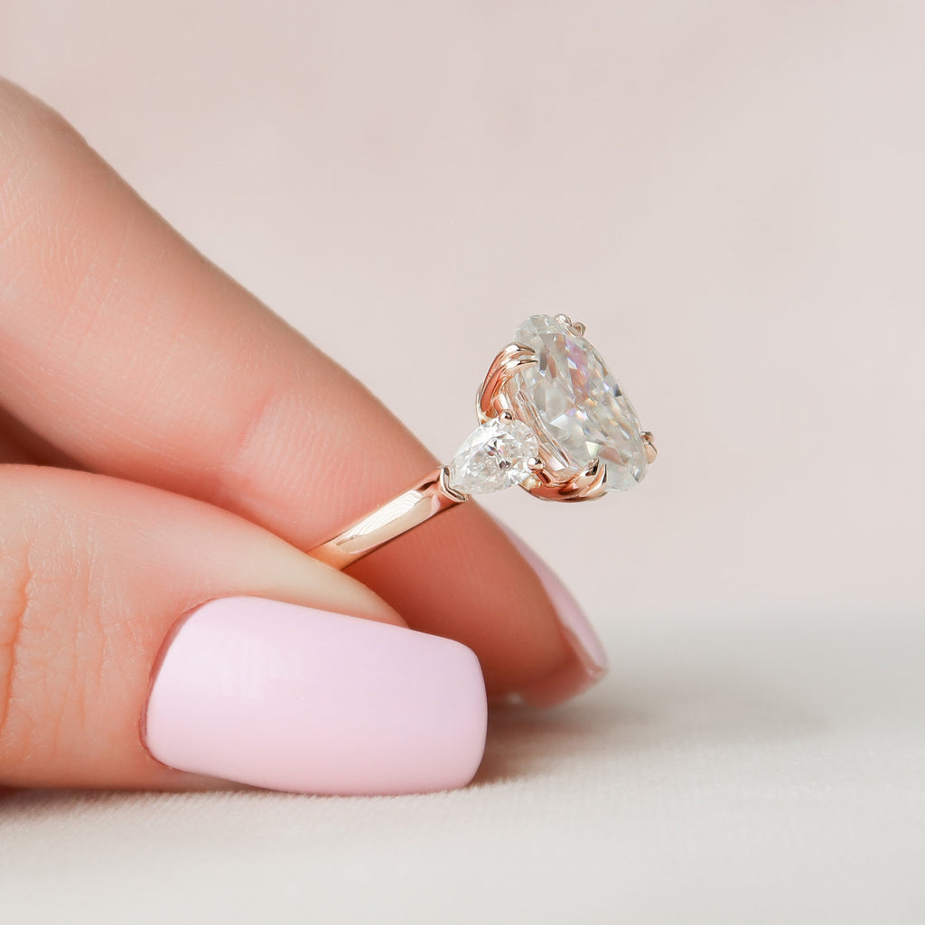 3.5 CT Oval Cut Moissanite Three Stones Engagement Ring