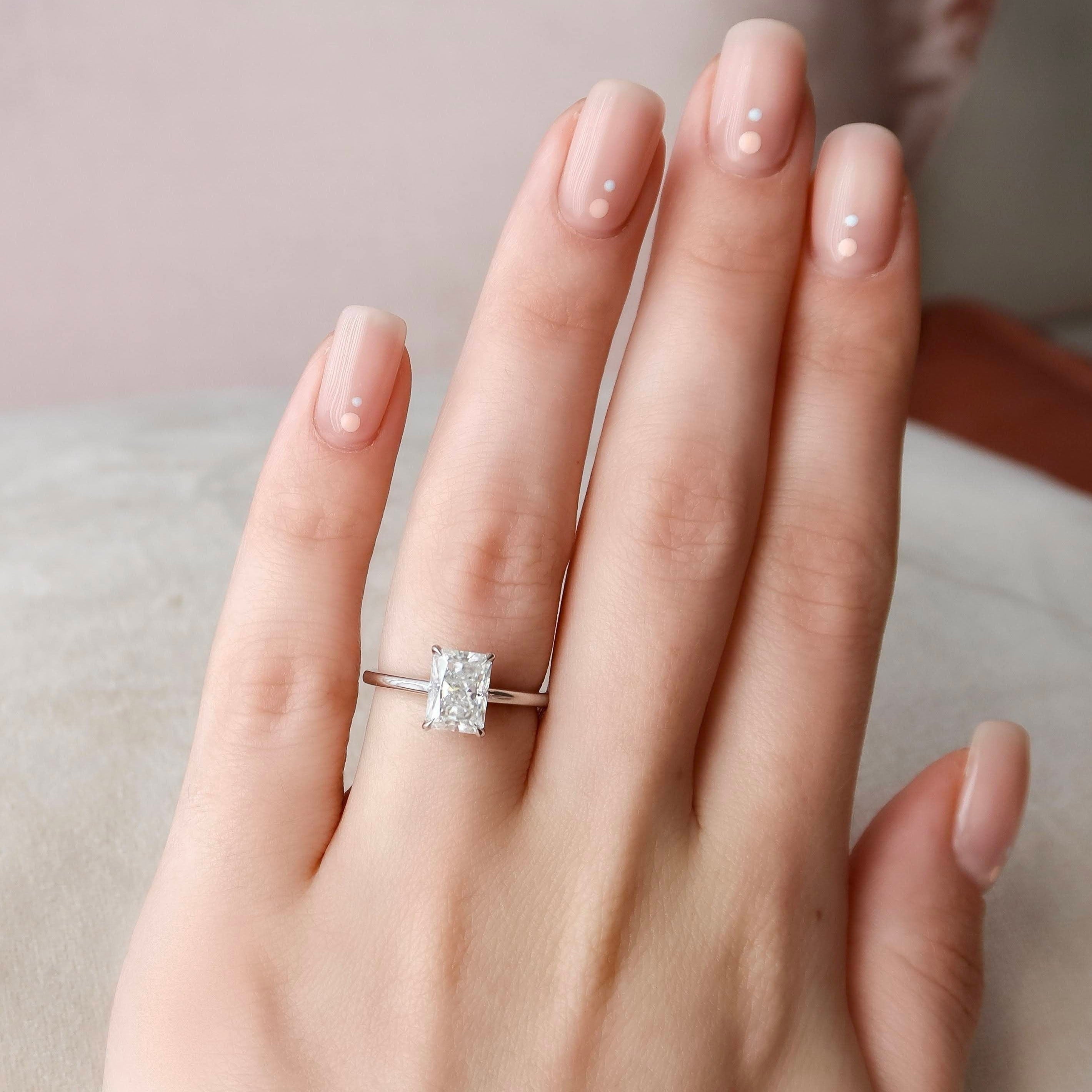3.0 CT Radiant Moissanite Hidden Halo Setting Engagement Ring