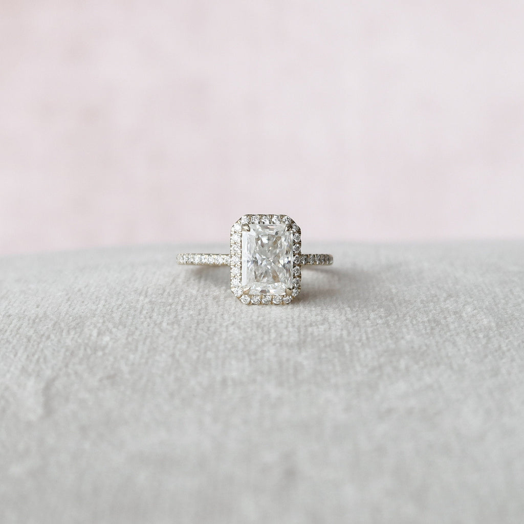 2.0 CT Radiant Cut Moissanite Halo Engagement Ring