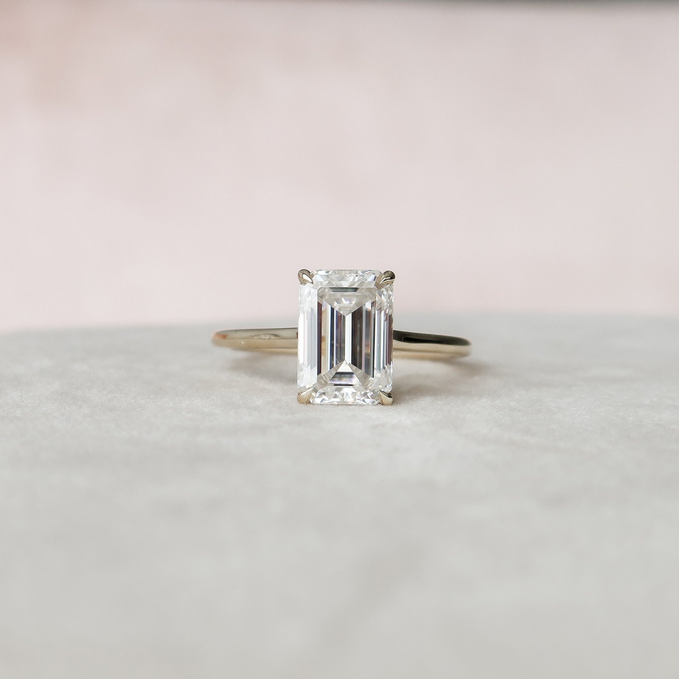 4.0 CT Emerald Moissanite Hidden Halo Setting Engagement Ring
