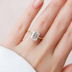4.0 CT Emerald Moissanite Hidden Halo Setting Engagement Ring