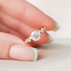 1.0 CT Round Cut Moissanite Cluster Style Engagement Ring