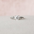 1.0 CT Round Cut Moissanite Cluster Style Engagement Ring