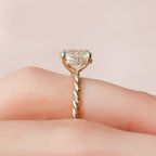 1.50 CT Oval Hidden Halo Twisted Band Moissanite Engagement Ring