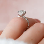 2.0 CT Oval Cut Moissanite Hidden Halo Engagement Ring