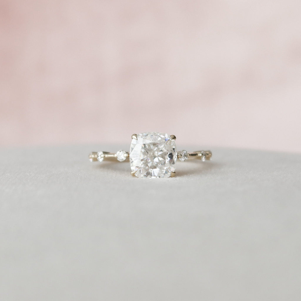 2.0 CT Cushion Moissanite Pave Style Engagement Ring