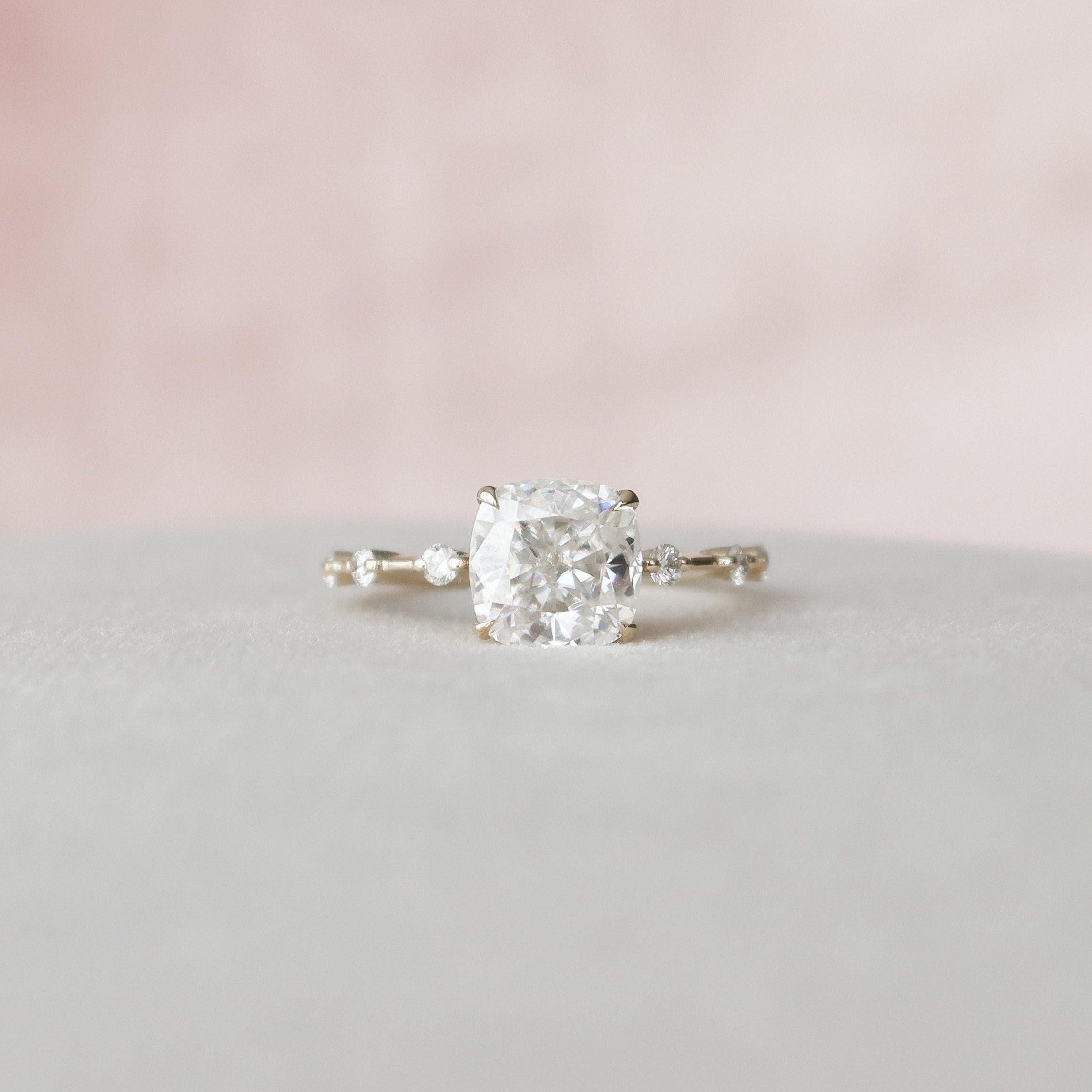 2.0 CT Cushion Moissanite Pave Style Engagement Ring