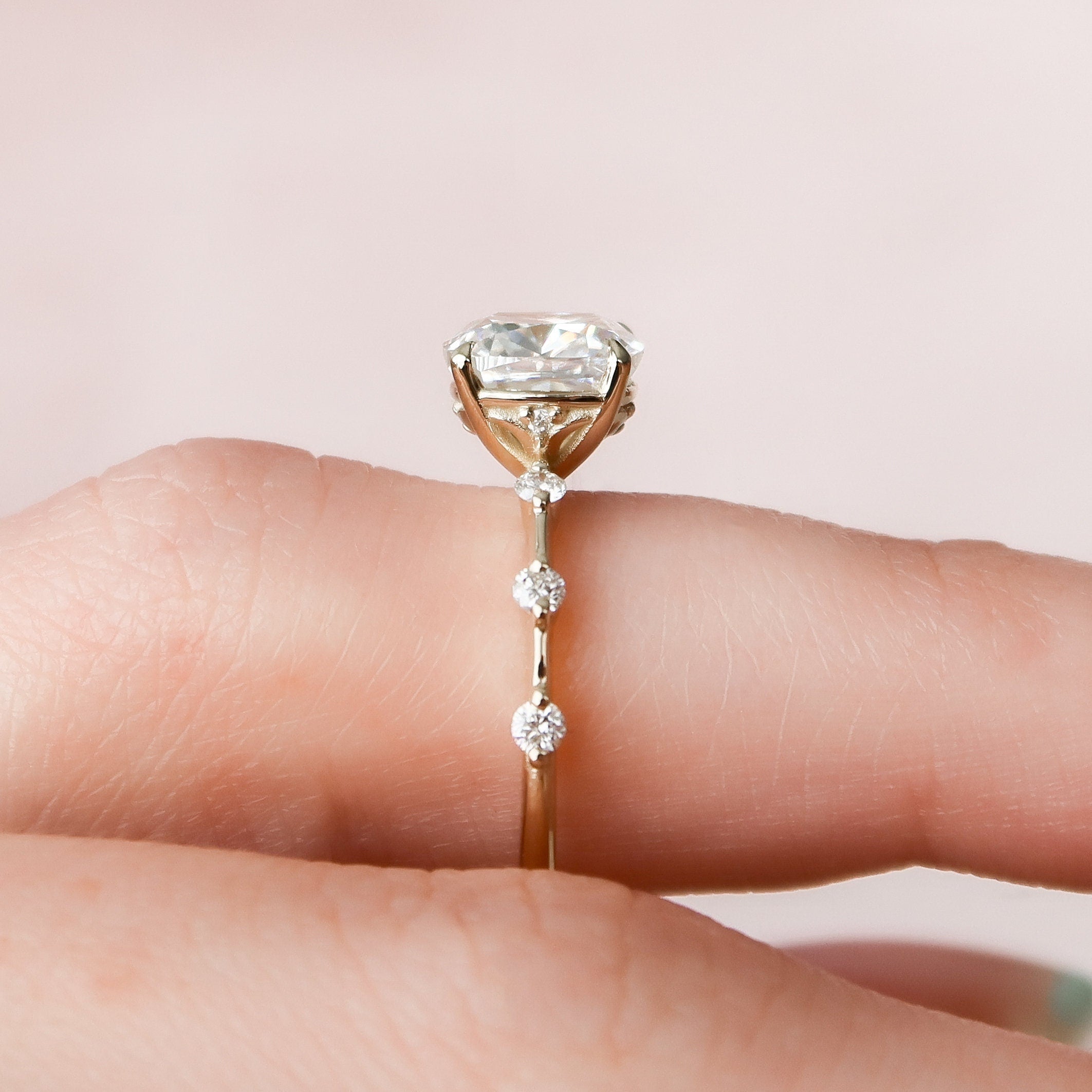2.0 CT Cushion Moissanite Pave Style Engagement Ring