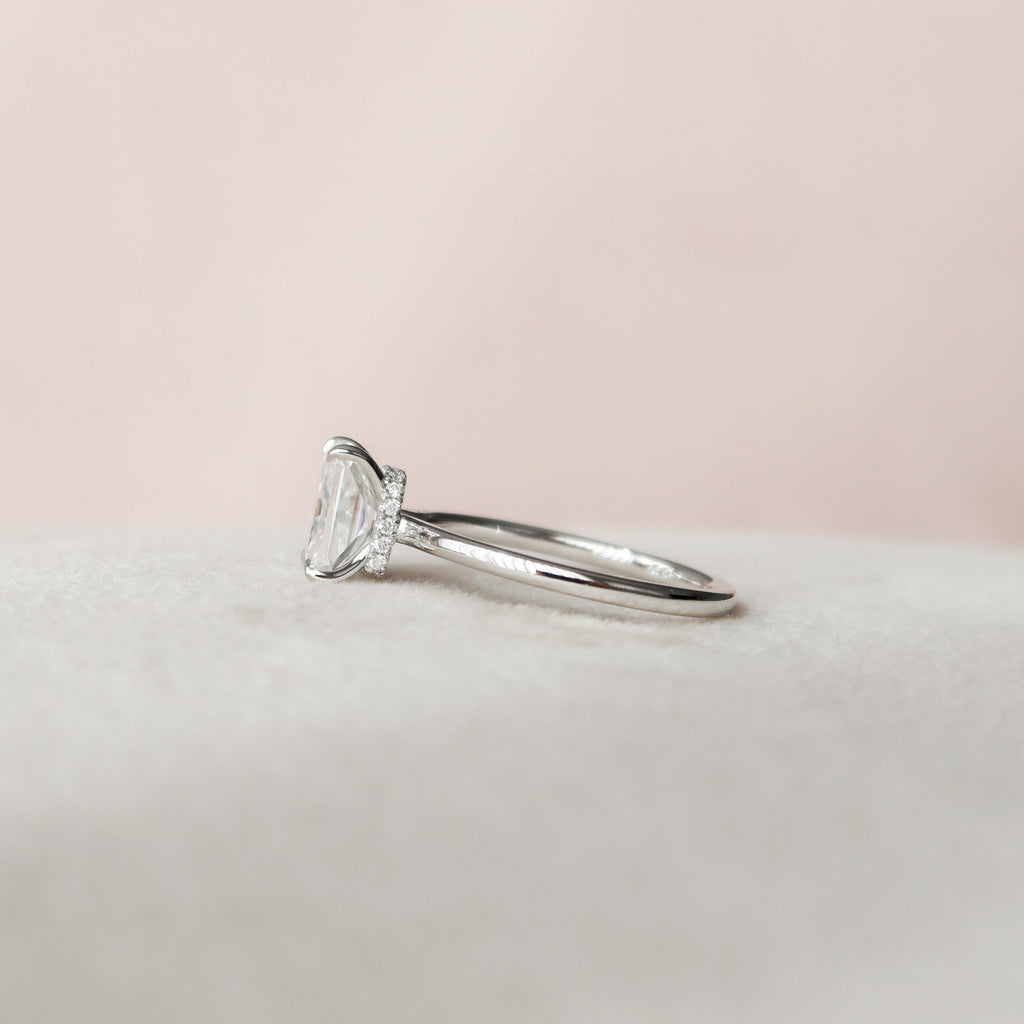 1.50 CT Radiant Cut Moissanite Hidden Halo Engagement Ring