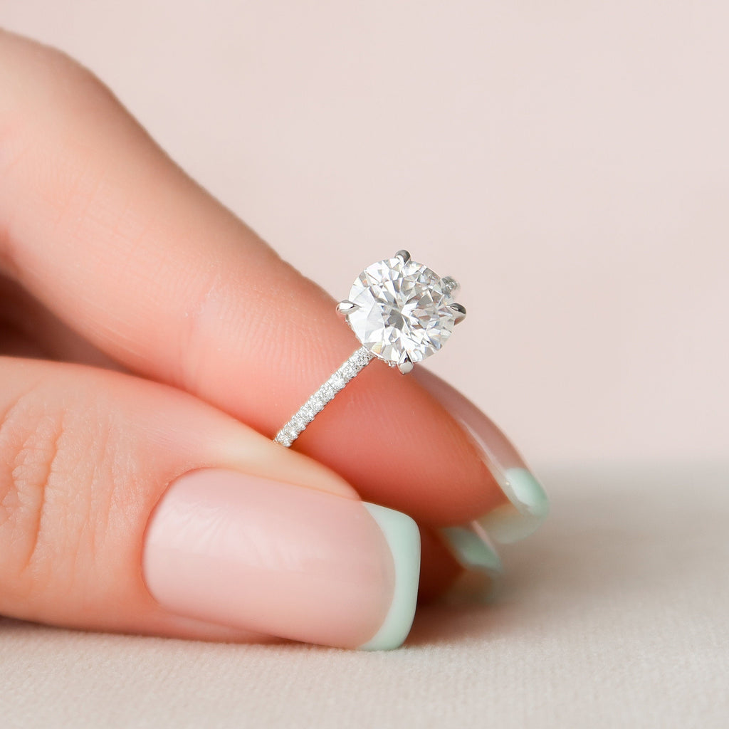 2.0 CT Round Moissanite Pave Setting Engagement Ring