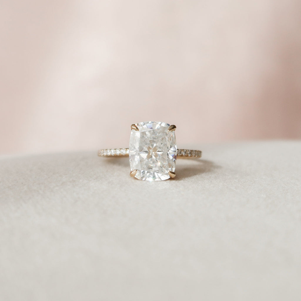 4.0 CT Cushion Moissanite Pave Setting Engagement Ring