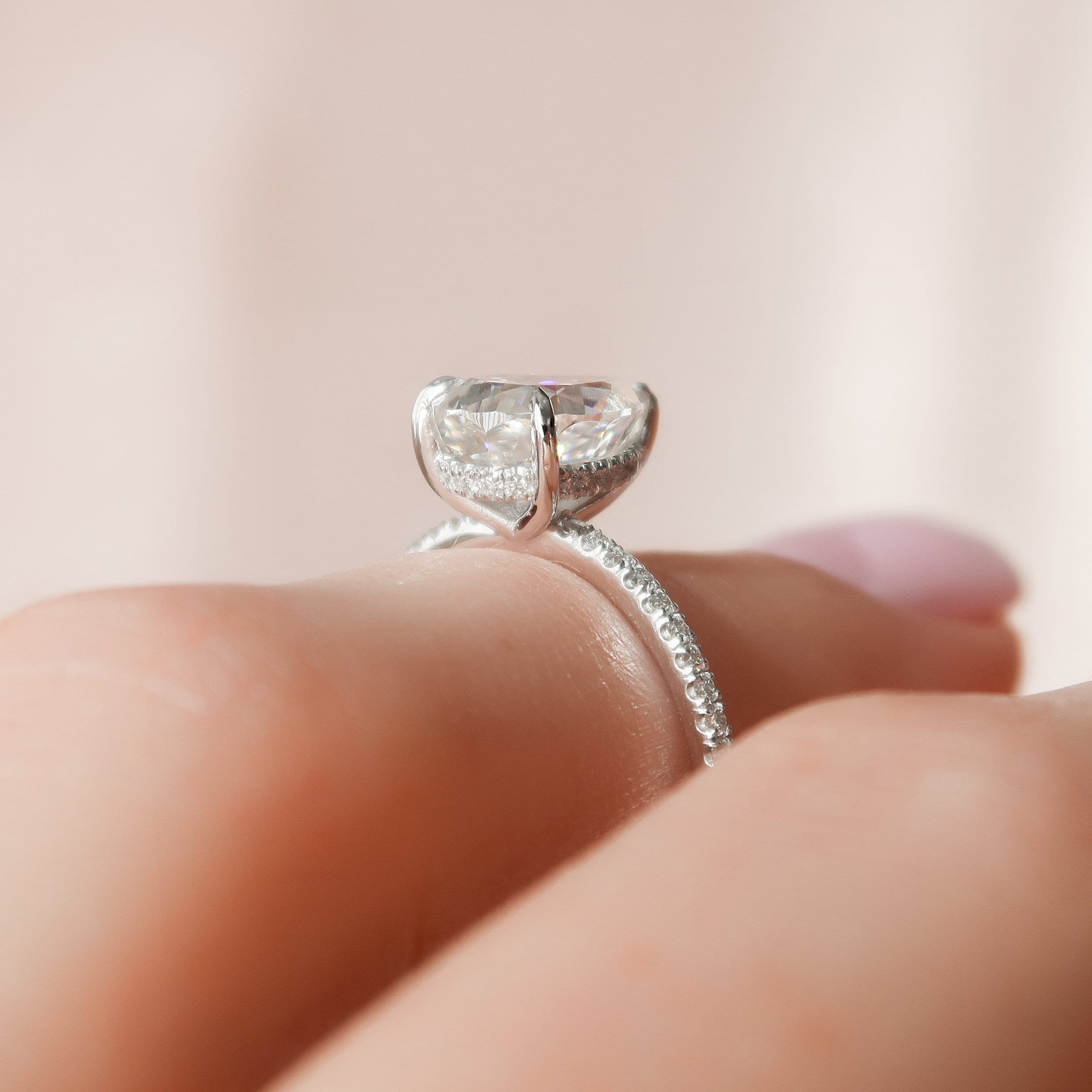 1.50 CT Pear Moissanite Pave Setting Engagement Ring