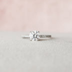 1.0 CT Round Cut Pave Style Moissanite Engagement Ring