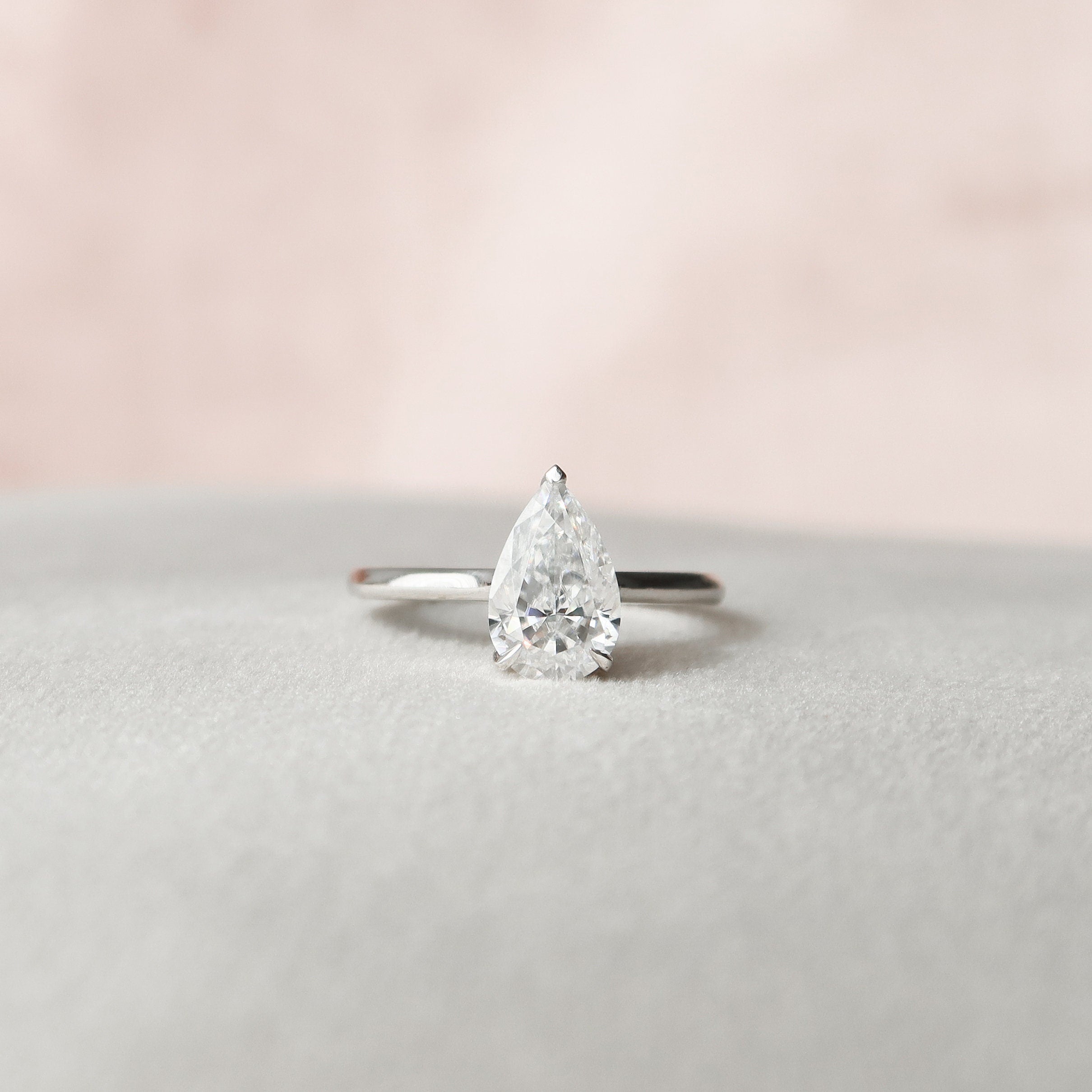 1.50 CT Pear Cut Moissanite Hidden Halo Engagement Ring