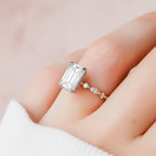 3.0 CT Emerald Moissanite Pave Setting Engagement Ring