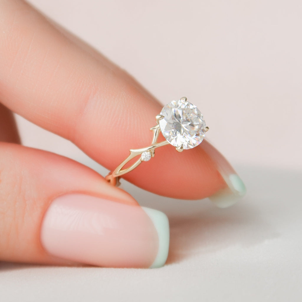 2.0 CT Round Cut Moissanite Nature Inspired Engagement Ring