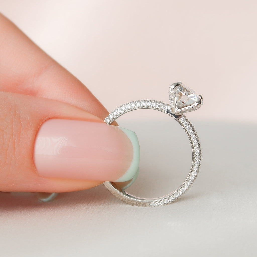 1.50 CT Round Cut Moissanite Pave Setting Engagement Ring