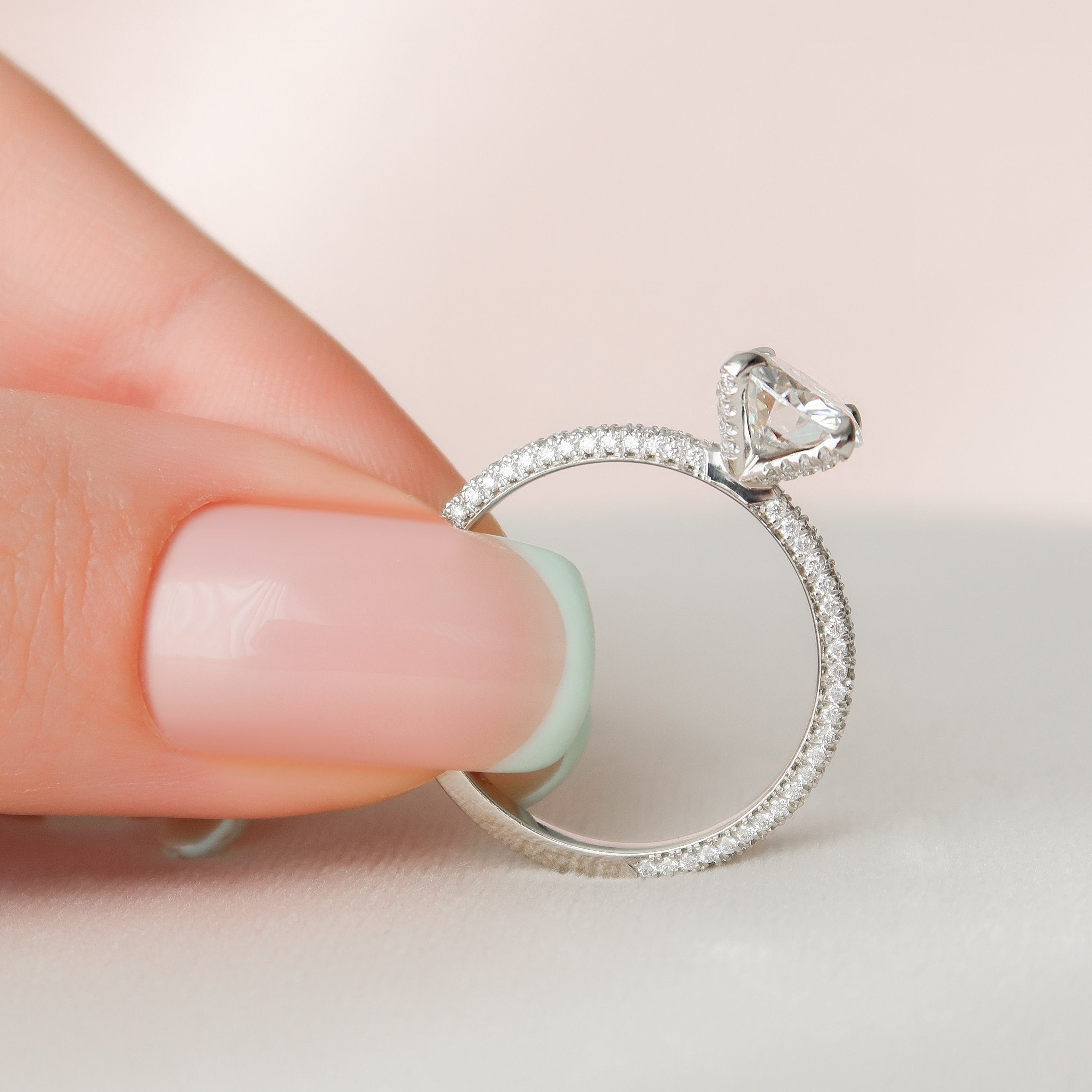 1.50 CT Round Cut Moissanite Pave Setting Engagement Ring