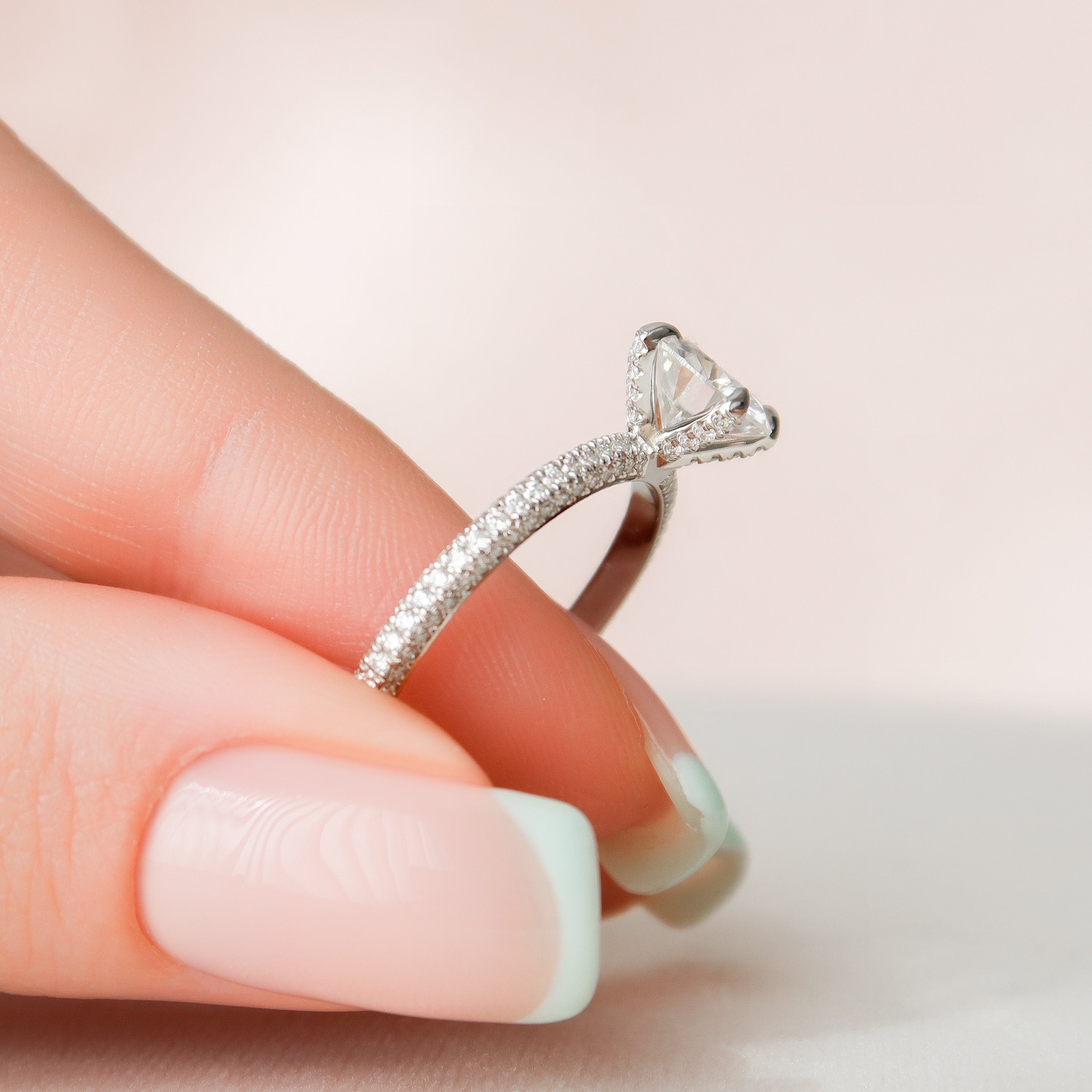 1.50 CT Round Cut Moissanite Pave Setting Engagement Ring