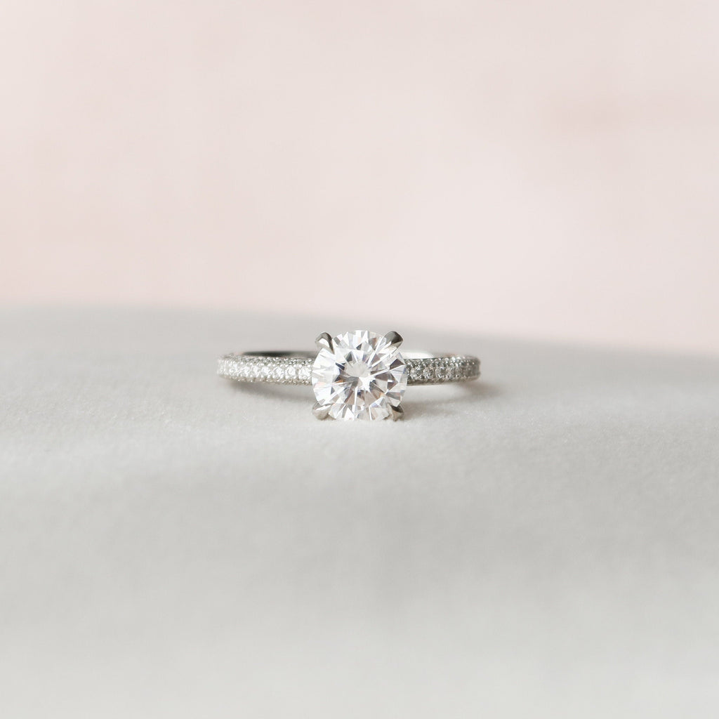 1.50 CT Round Cut Moissanite Pave Setting Engagement Ring